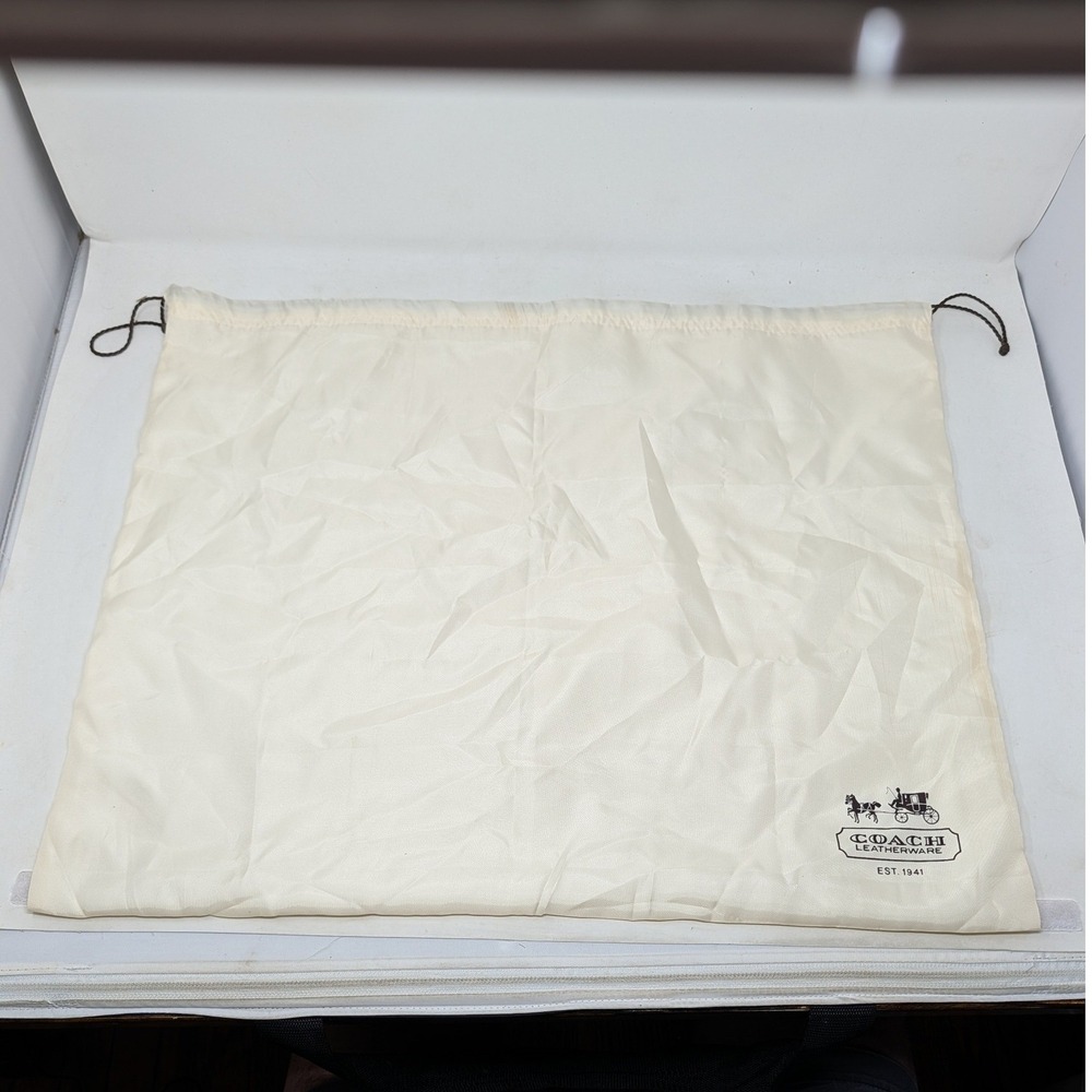 Coach Large Cream Drawstring Dust Bag Horse and Carriage Logo 23.5x20